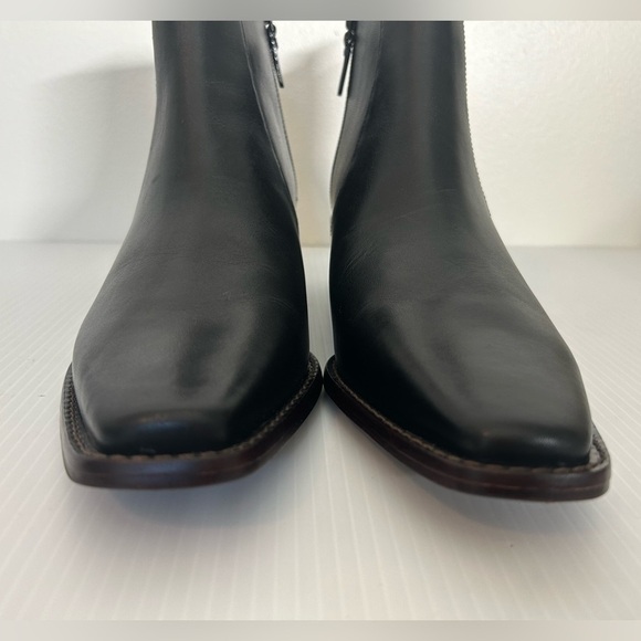 $480 Tory Burch Zip Booties BLACK LEATHER NARROW SQUARE TOE SIZE 10M NWOT - Picture 7 of 14